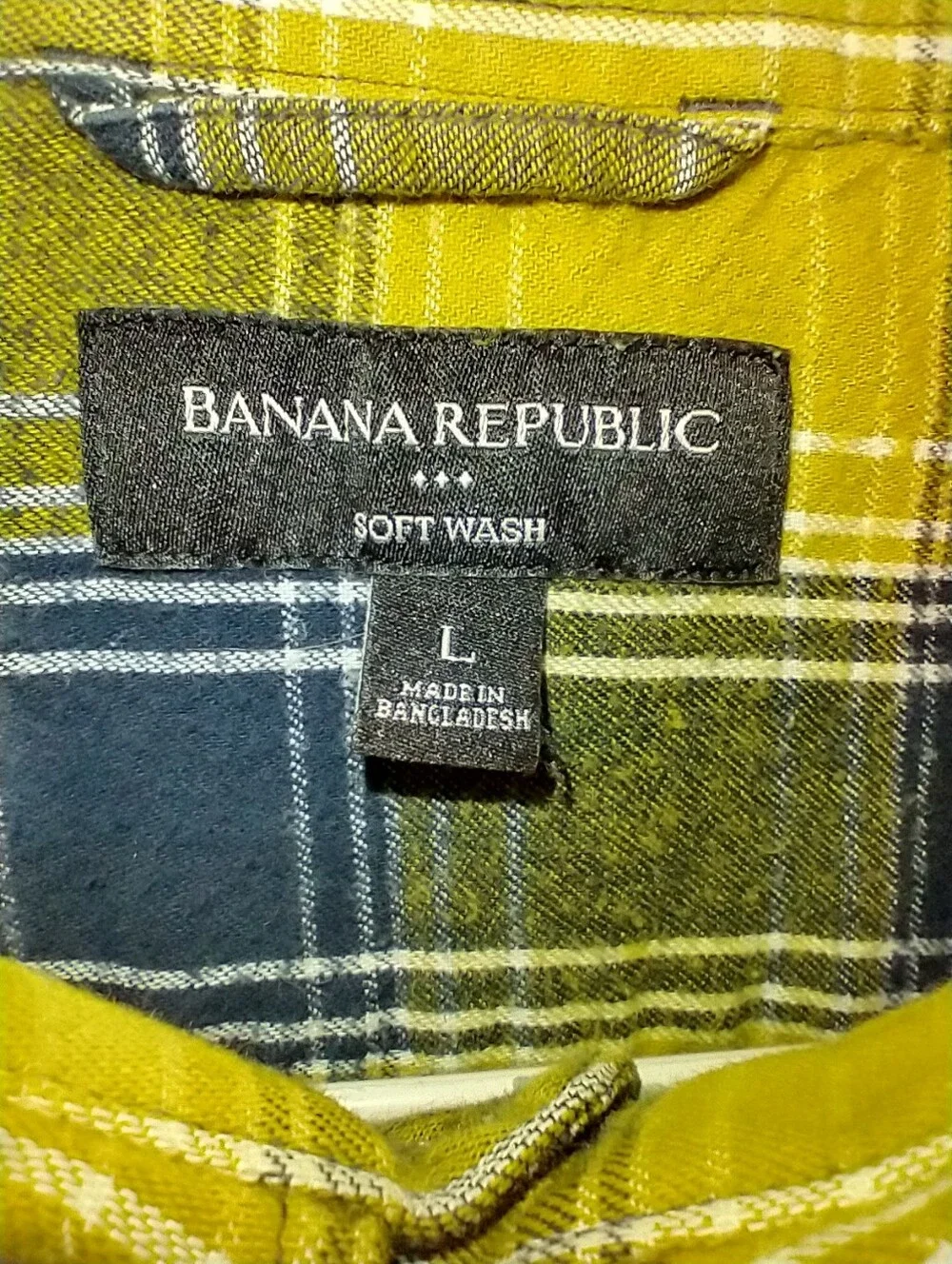 Banana Republic Soft Wash Plaid Long Sleeve Button Up Shirt Men's sz Large.